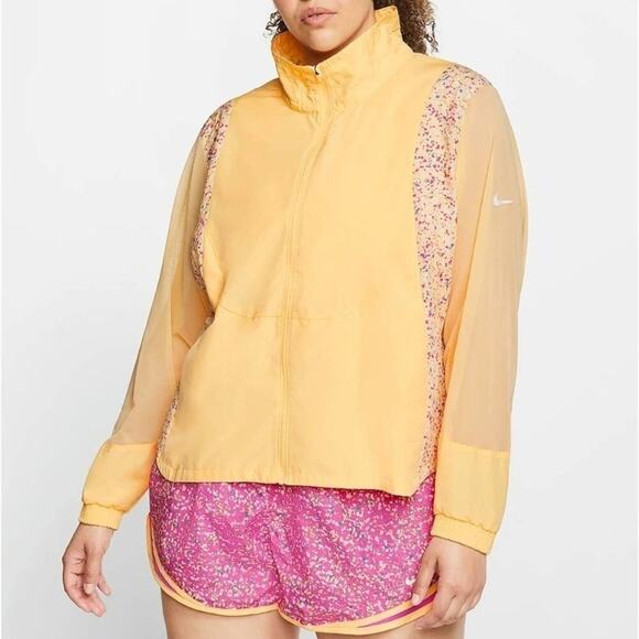 Nike Icon yellow floral Women's Running Jacket Plus Size 1X - Picture 7 of 14